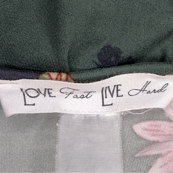 Small Love Fast Live Hard Dress Short Sleeve Green Floral Print Stretch - Picture 13 of 13